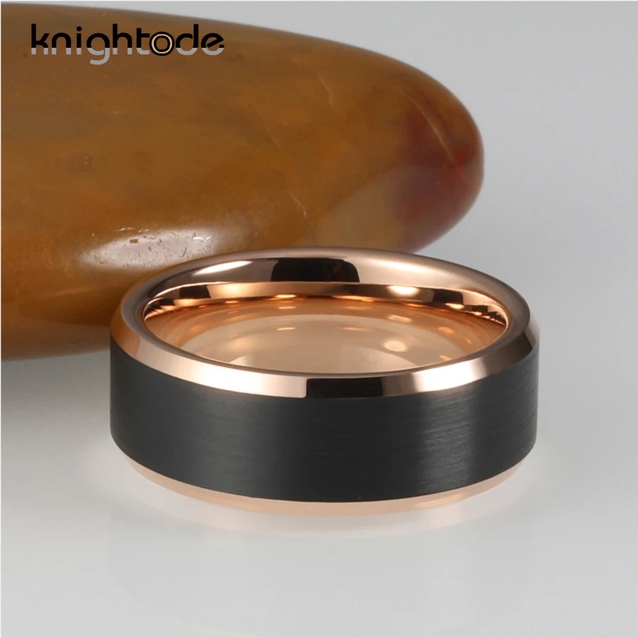 2 Цвет кольцо из розового золота обручальное вольфрама черная матовая