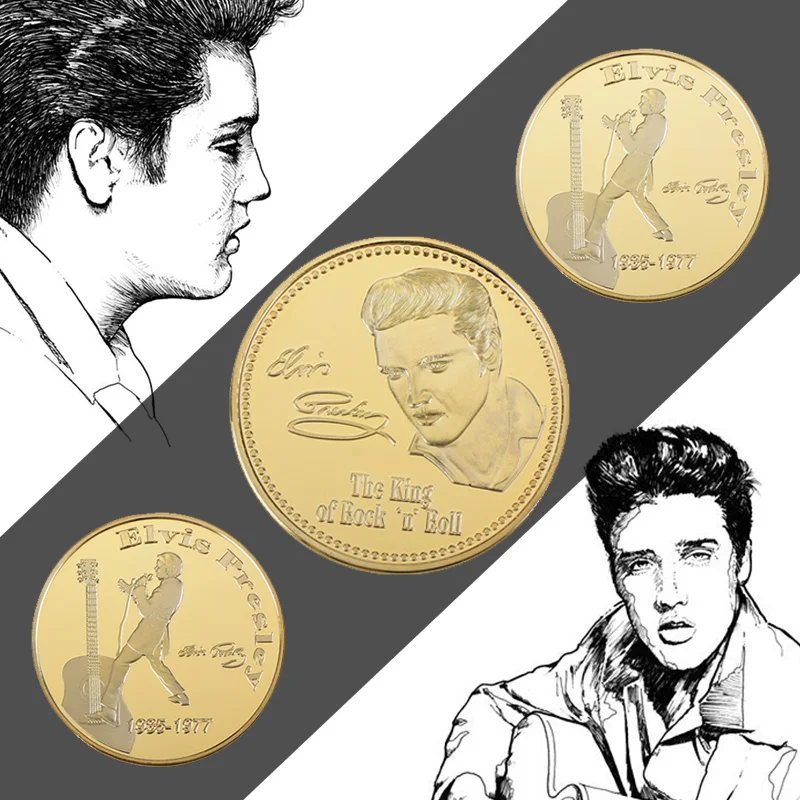 The King Of Rock 1935-1977 музыкальная Золотая памятная монета в держателе для монет