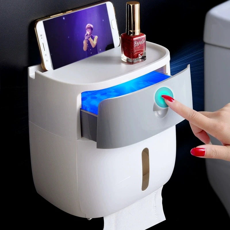 

Double Layer Tissue Box Wall Mounted Bathroom Waterproof Toilet Paper Holder Storage Box Napkin Roll Dispenser Organizer
