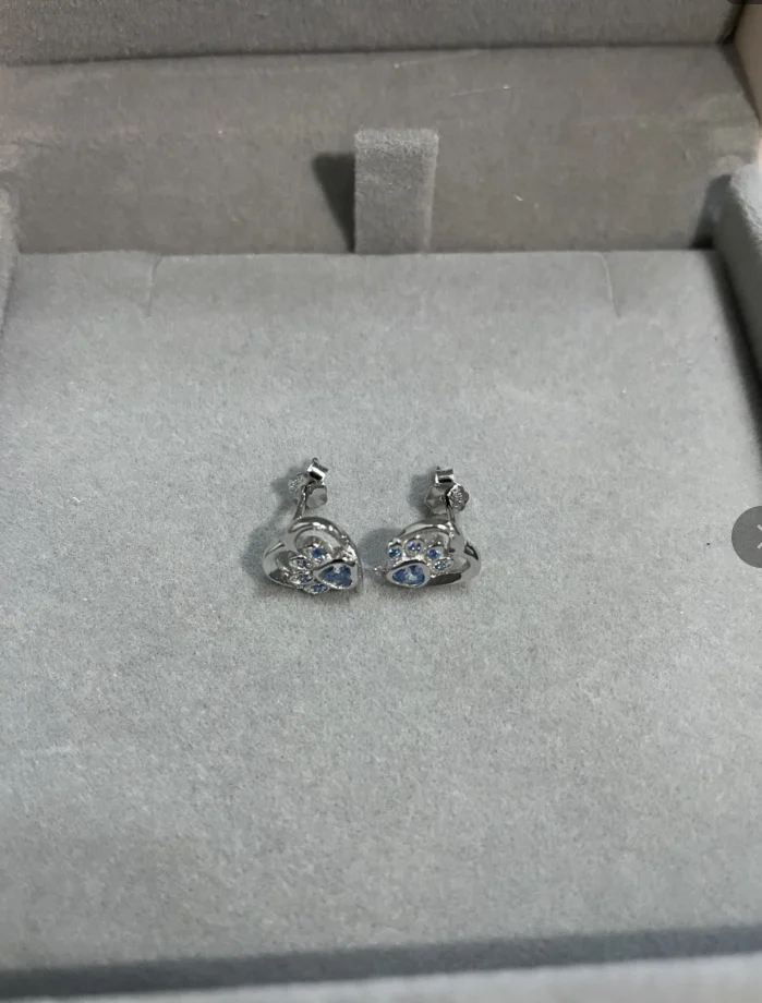 

Sterling Silver Paw Dog Footprint Heart Stud Earrings For Women Stylish Zircon Lovely Small Earrings Jewelry Accessories #541