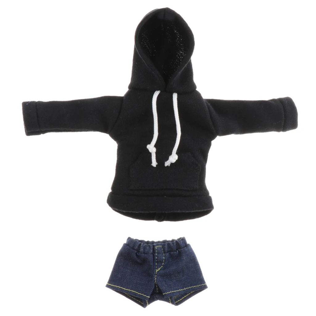 

Fashionable BJD Costume Black Hoodie with Short Pants for 1/6 Dollfie SD BB