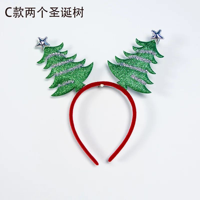 Two Christmas Tree Мультяшное Рождественское украшение оленьи рога ободок для волос круг Милые Девушки ободки принцесса Рождественский подарок Новогоднее украшение для дома navidad - Цвет: Two Christmas Tree