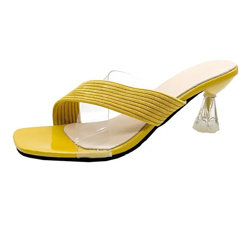 

Fashion Square Toe Stiletto Sandals Slippers Women's Outer Wear 2021 New Net Celebrity Fashion Comfortable Large Size Flip Flop