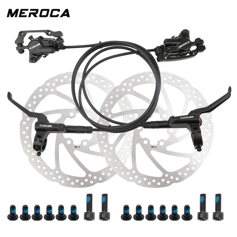 

MEROCA Bike Hydraulic Disc Brake MTB Aluminum Alloy Double Piston Drive Oil Disc 800/1400mm Stereo Oil Cylinder 160mm Disc Disc