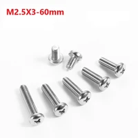 2 5mm 304 stainless steel cross recessed round head screws m2 5 x 3 4 5 6 7 8 10 12 14 25 40 45 50 60mm pan head screws