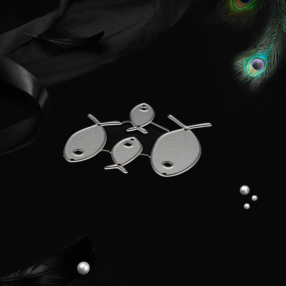 Металлические штампы для скрапбукинга с 4 маленькими рыбками супер приятные