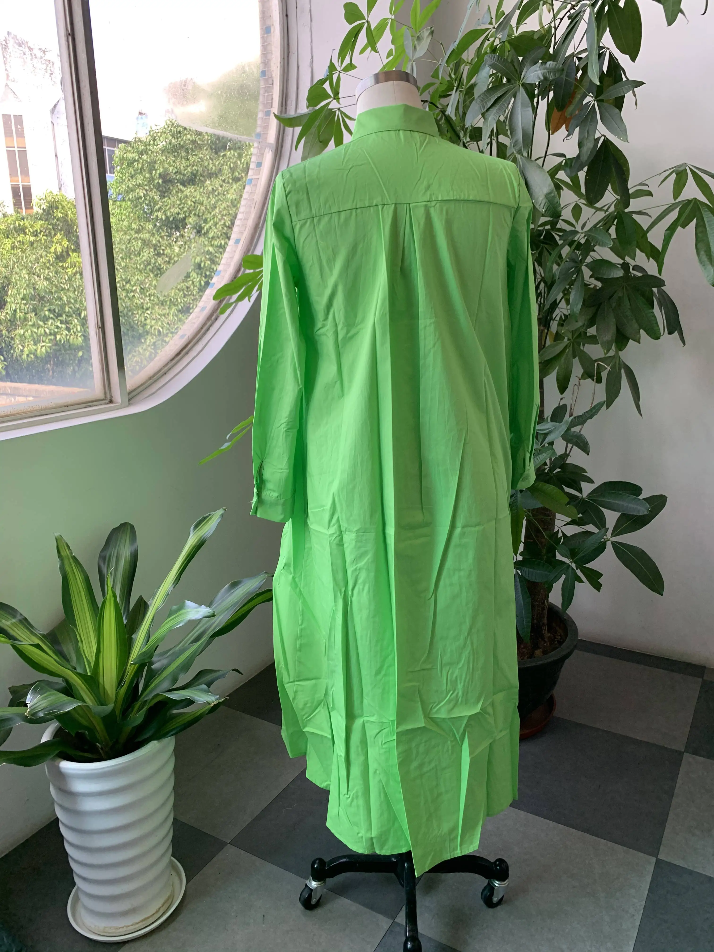 

Green Women Long Evening Dress 2020 Fall Loose Female Party Dresse Robe Casual Ruffles Daily African Vestiods Shirts Plus Size