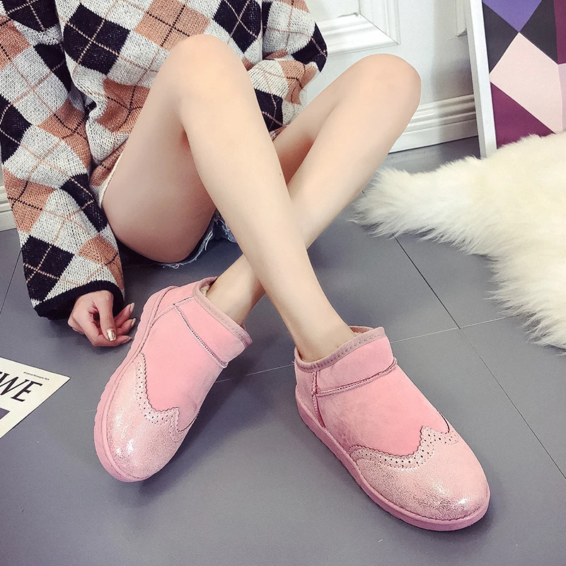 Rimocy/обувь с перфорацией типа броги женские повседневные зимние ботинки розовые