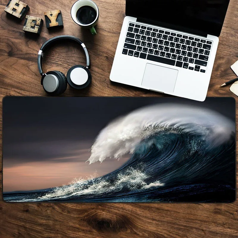 

sea wave Extra Large Mouse Pad Big Computer Gaming Mousepad Anti-slip Natural Rubber with Locking Edge Gaming Mouse Mat