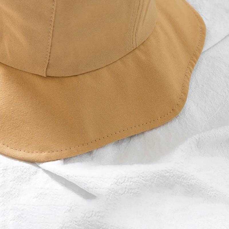 

New Fashion Arrive Spring Summer Cotton Flounces Brim Fold Artistic Sunshade Soft Wear Breathable Pure Color Panama Bucket Hat