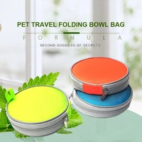 pet silicone slow food bowl anti choking dog folding bowl outdoor folding double bowl drinking basin pet bowl easy to carry