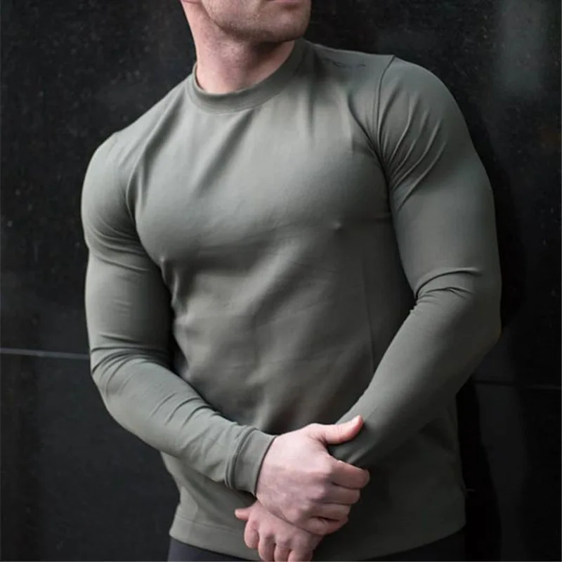 

New Autumn And Winter Cotton Side Seam Hem Zipper Loose Basketball Training Suit Gym Training Round Neck Bottoming Shirt