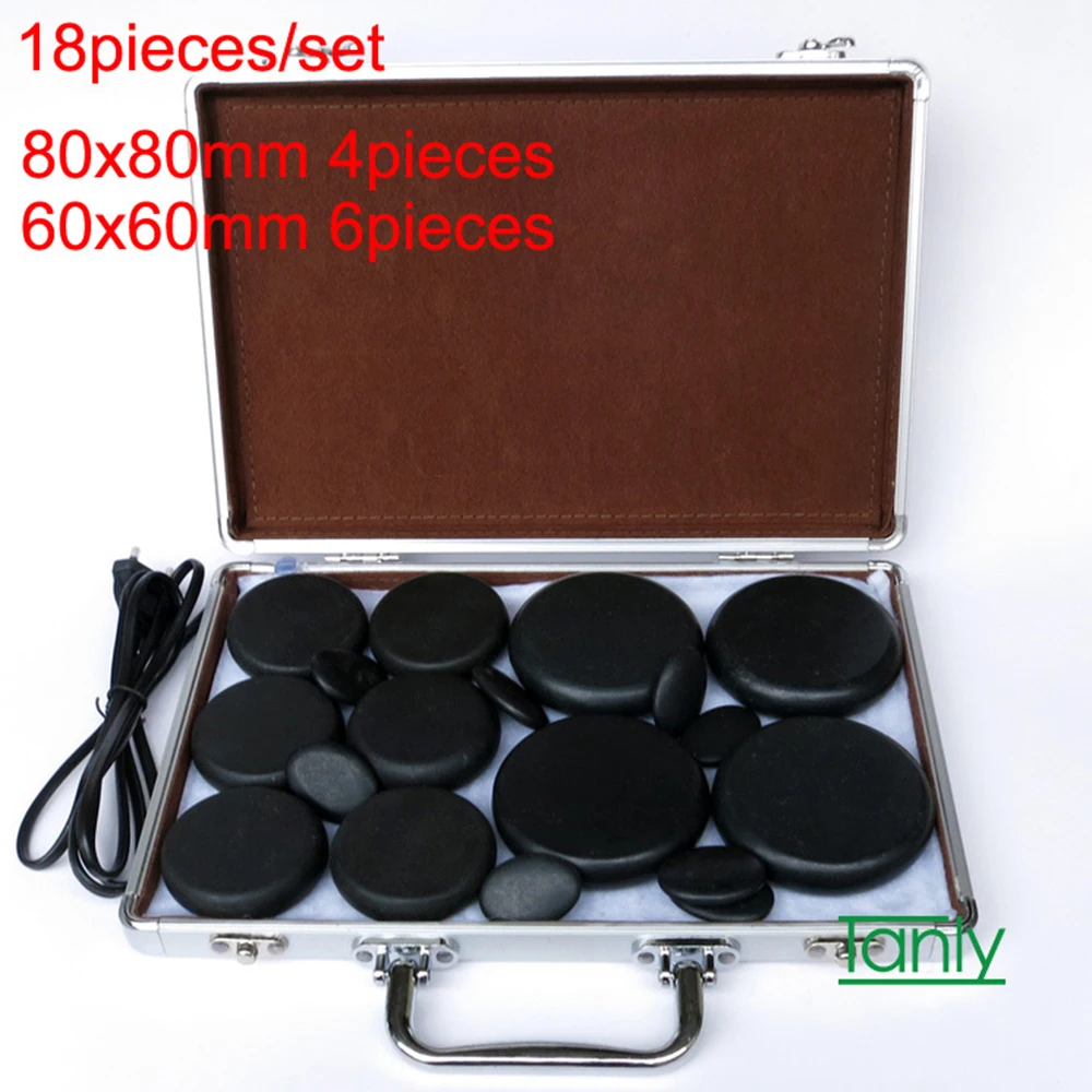 Hot spa rock basalt stone High quality Massage stones Natural massage set lava with heater box 18pcs /set | Красота и здоровье