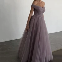 elegant light purple tulle evening gowns 2021 a line short cap sleeves boat neck formal long sexy simple prom dress custom made