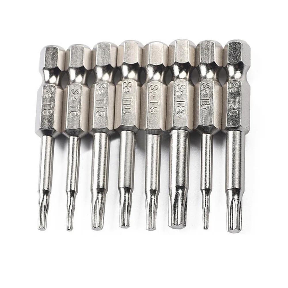 

8pcs Torx Screwdriver Bits Set T5/T6/T8/T9/T10/T15/T20/T25 S2 Alloy Steel 50mm Torx Screwdriver Bits Kit For Working Handle Tool