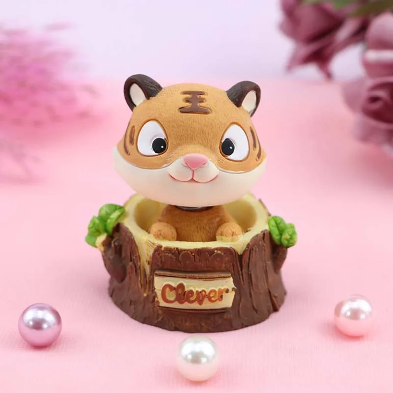 tiger Игрушки с качающейся головой, украшения для автомобиля, куклы с кивком, милая мультяшная голова животного, милая машина, декор приборной панели, авто - Название цвета: tiger