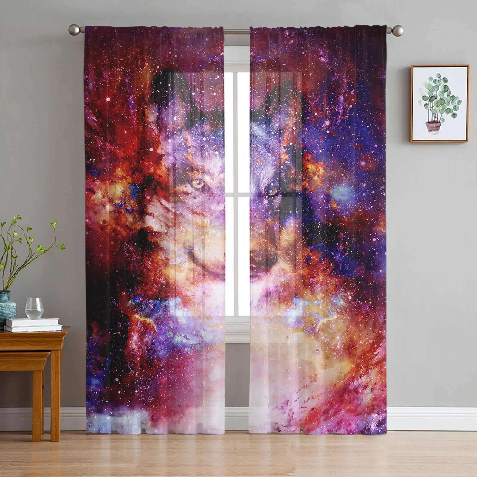 

Современные тюлевые шторы для Гостиная волк звездное небо сон Спальня исследование кружевные занавески для окон Кухня балкон интерьер вуа...