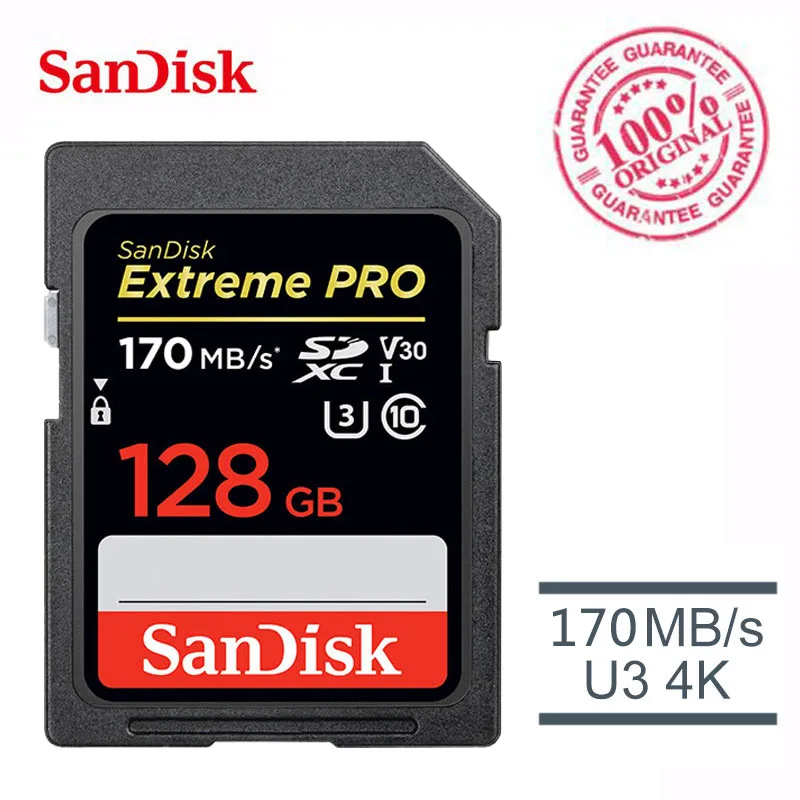 SanDisk Extreme PRO 32G sd card SDHC SDXC UHS-I 64GB Memory Card 128GB C10 95M/s U3 V30 256GB carte sd Camera With card reader