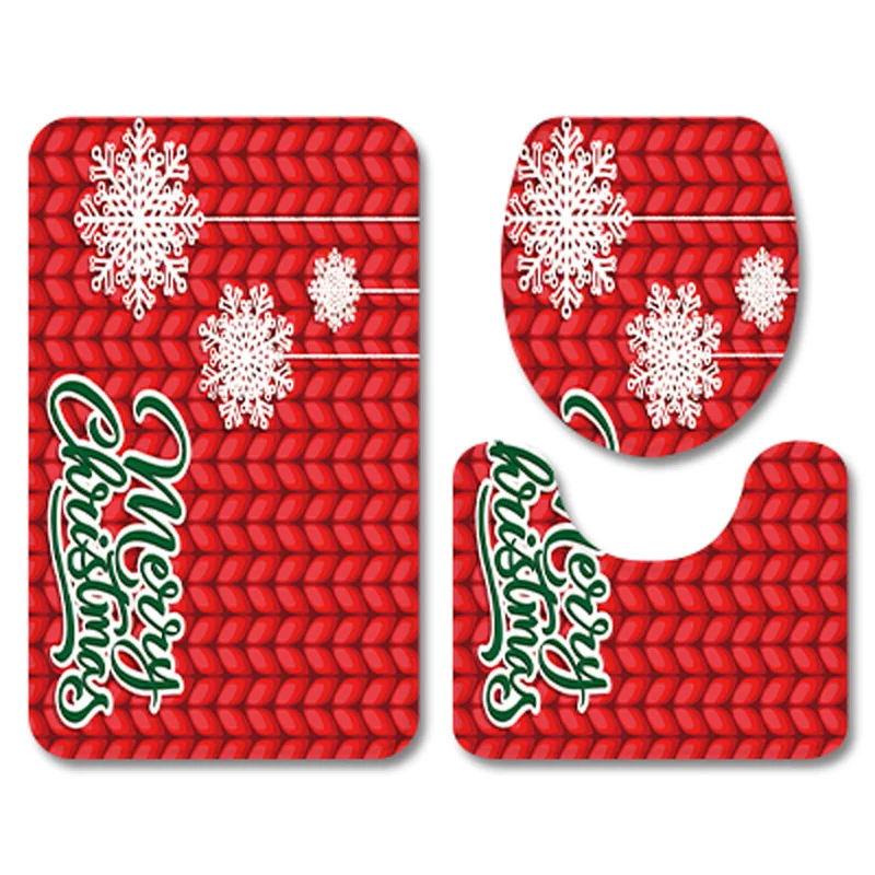 Модный Рождественский красный набор ковров для ванной комнаты фланелевый
