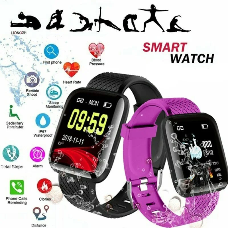

116 PLUS Color Screen Smart Watch Heart Rate Blood Pressure Waterproof Fitness Tracking Watch Fitness Smart Bracelet Watch Color