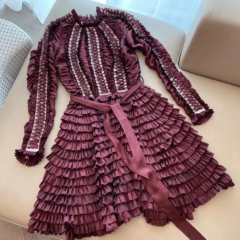 Женское вечернее платье осеннее с круглым вырезом и длинным рукавом новинка 2019