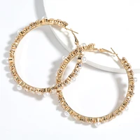 pauli manfi 2020 fashion exaggerated metal rhinestone hoop earrings womens personality campus jewelry accessories