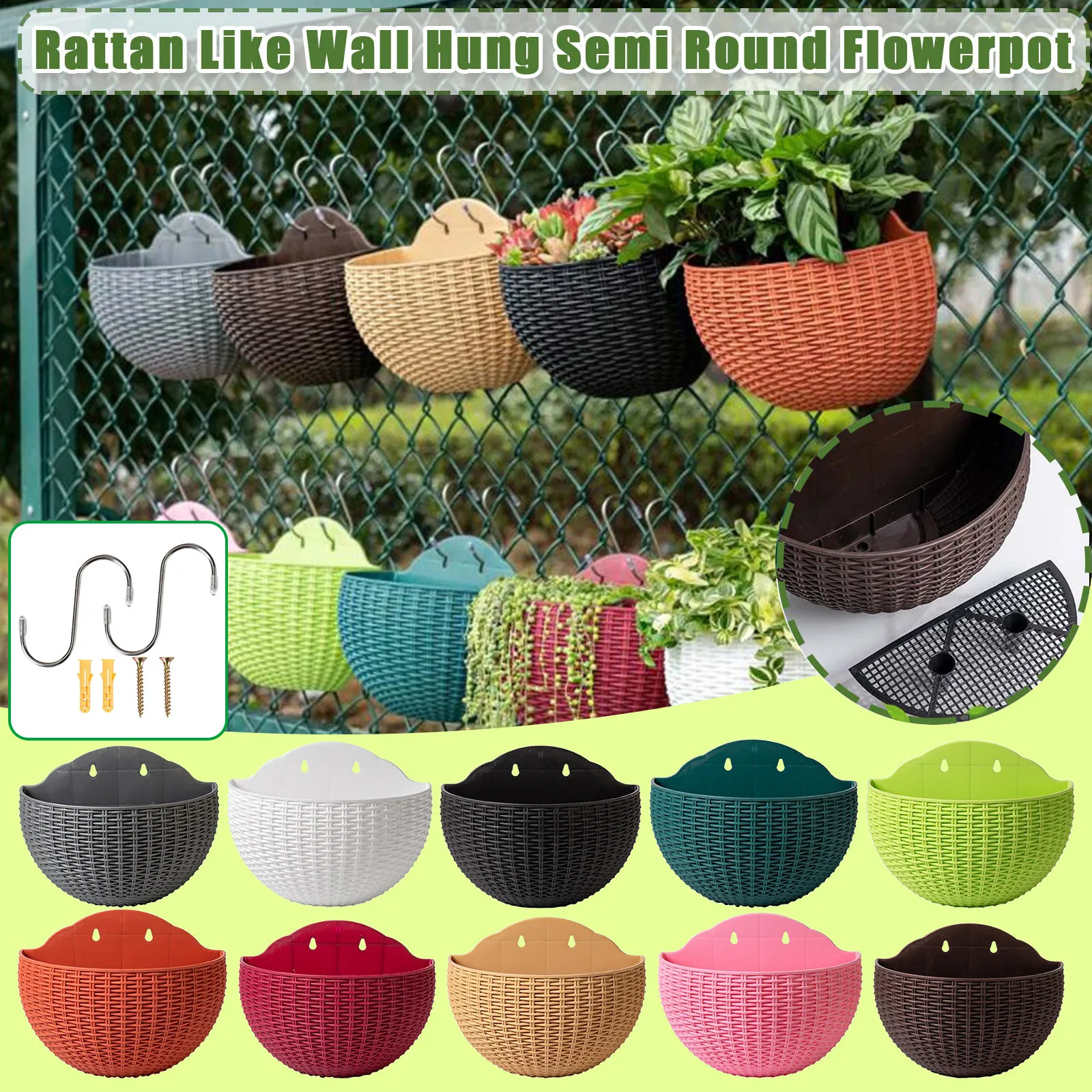 2pcs Hot Hanging flower basket Garden Party Handmade DIY Vase Sundries Organizer Wall Hanging Artificial Rattan Home Decor Pots