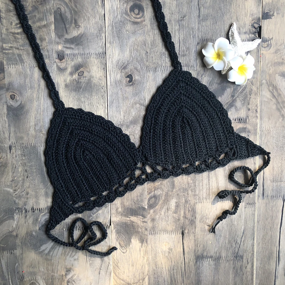 HEFLASHOR сексуальный вязаный кроше бикини укороченный топ пляжная одежда модная