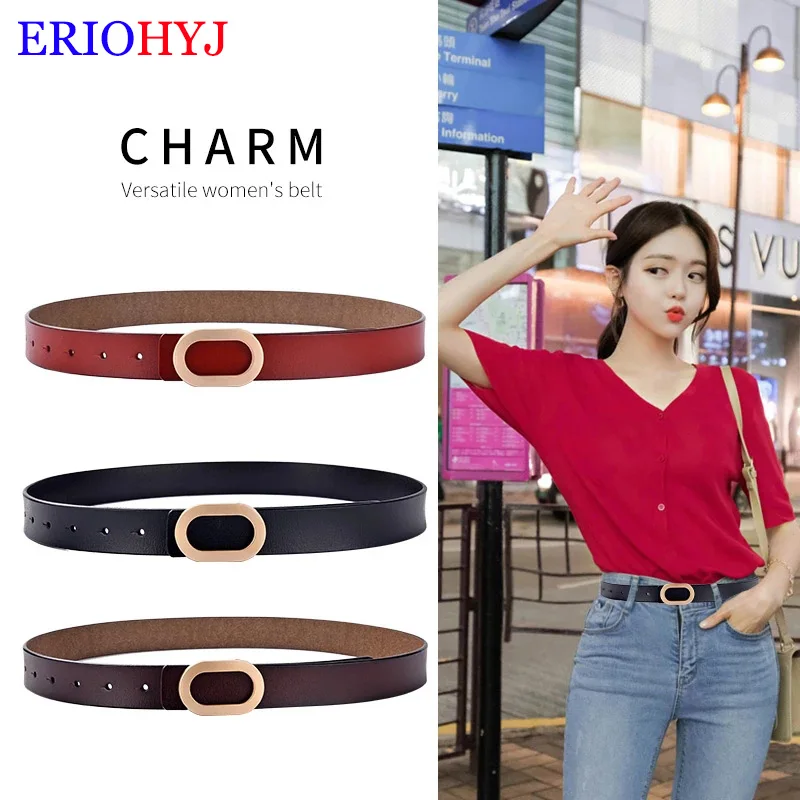 

Women Belt Luxury Designer Needle Hole Adjustable Belt Buckle Fashion Leather Jeans Waistband Girl High Quality Female Belts New