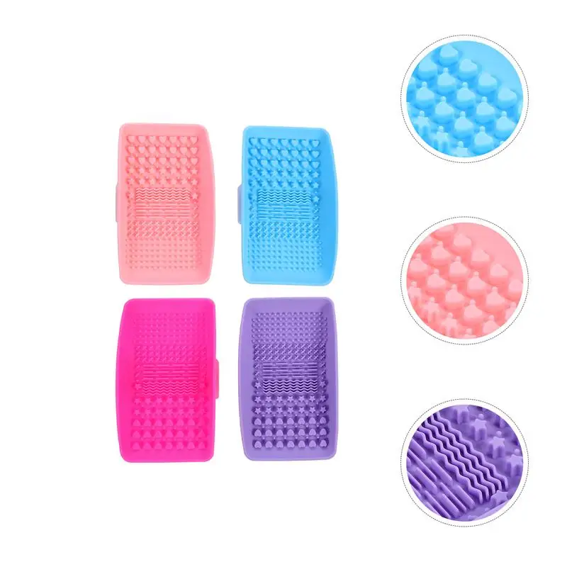

4Pcs Brush Mat Safe Multipurpose Silicone Cleaning Pad Washing Mat Makeup Brush Scrubber