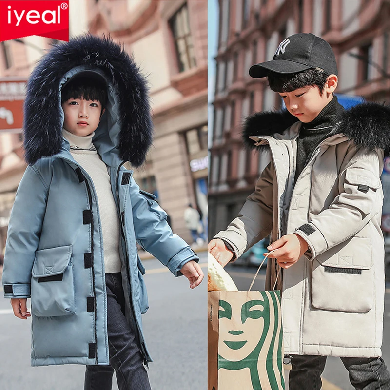 IYEAL 30 для русской зимы лыжный костюм детей одежда мальчиков куртки пуховики на