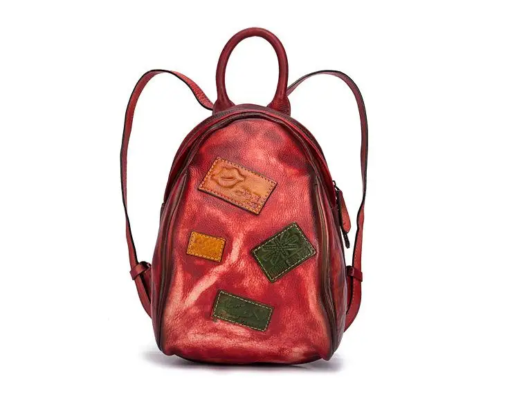 

Handmade Genuine Leather Vintage High Quality Women Backpack 2021 New Retro Cowhide Shoulder Bag Small Travel Backpack