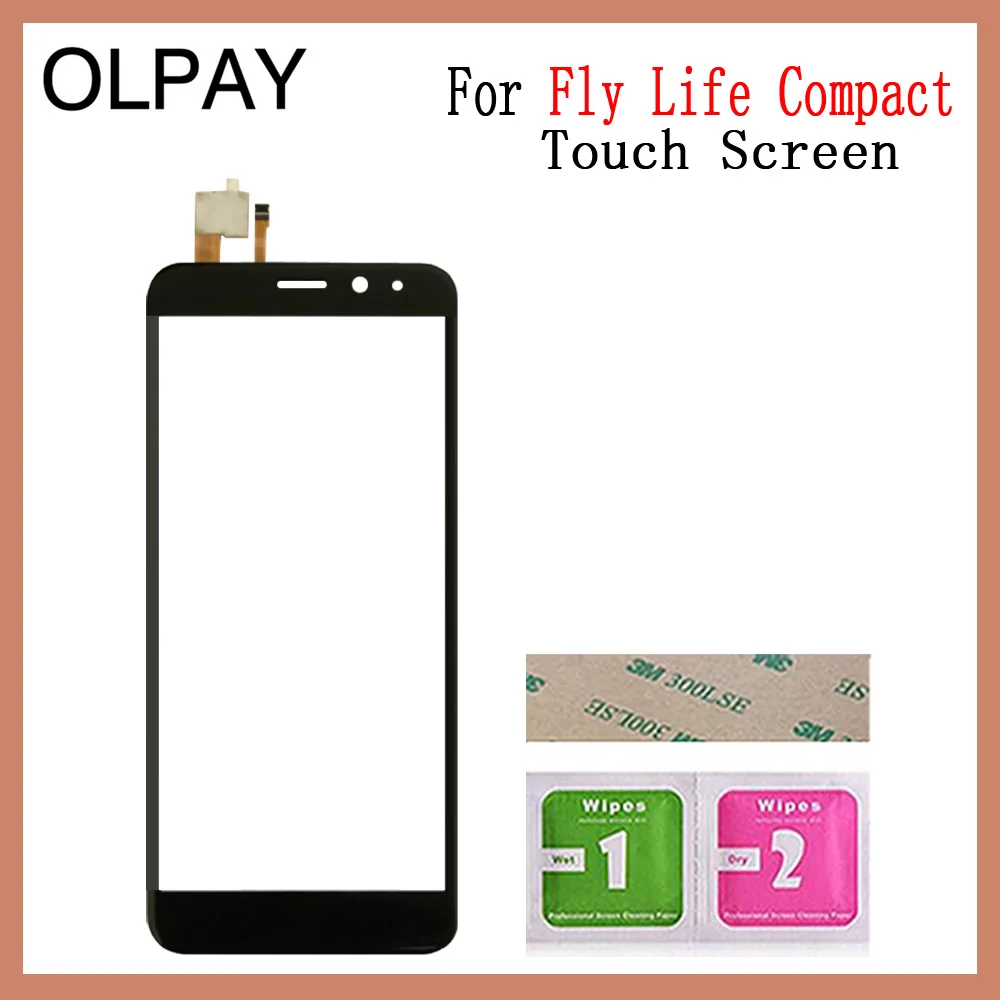 OLPAY 4,9" мобильный сенсорный экран сенсор для Fly Life компактный сенсорный экран дигитайзер Передняя стеклянная панель Бесплатный клей+ салфетки - Цвет: Black No Tools