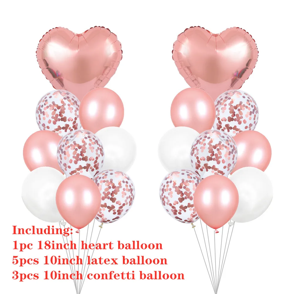rose gold 9 шт./лот розовые и золотые воздушные шары Свадебный декор сердце товары для дня рождения вечерние надувные шары гелиевый воздух Globos поставки - Цвет: rose gold