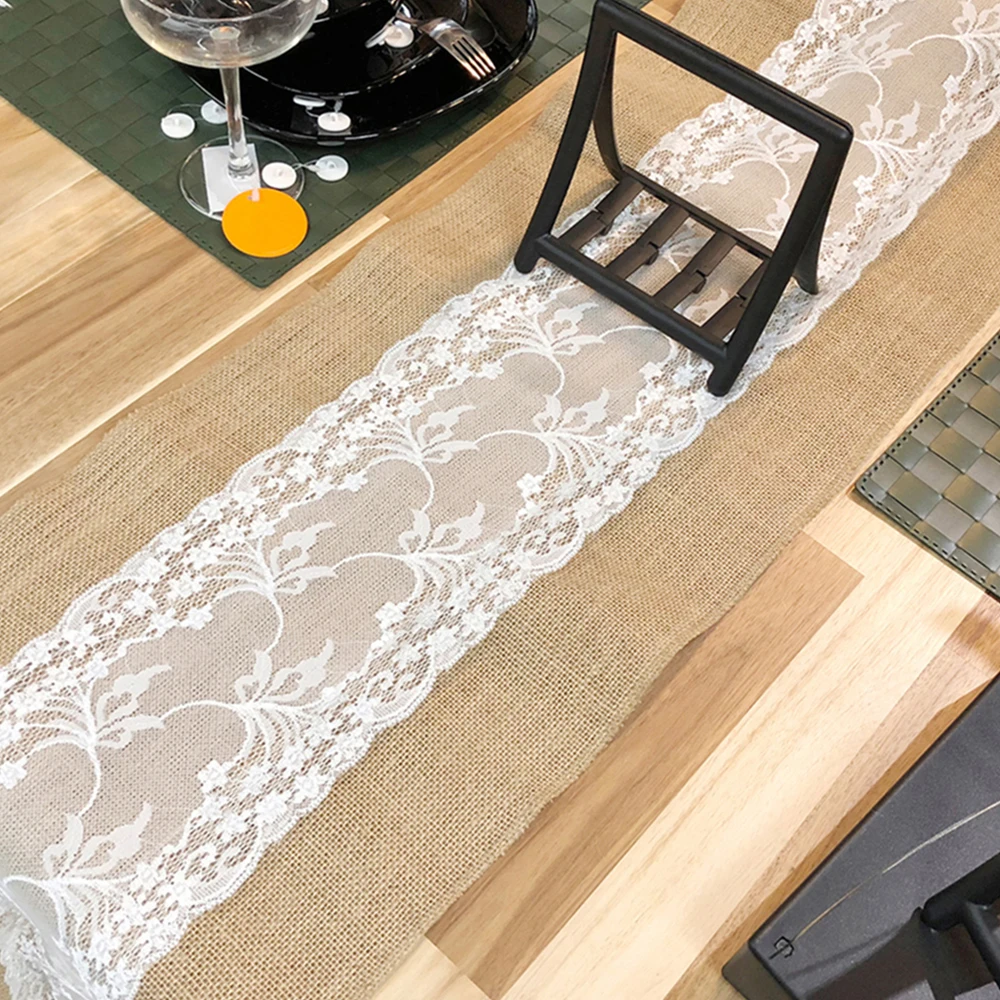 Элегантная кружевная ткань для стола из джута свадебное украшение дома скатерть