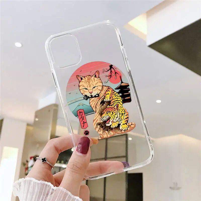 

Neko Ramen Japan Cat Anime Phone Case Transparent soft For iphone 5 5s 5c se 6 6s 7 8 11 12 plus mini x xs xr pro max