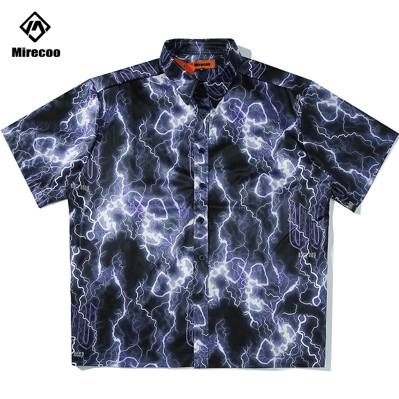 Мужская Повседневная рубашка в стиле Харадзюку панк рок с принтом молнии