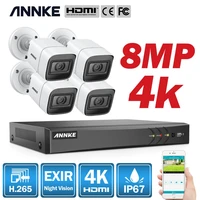 annke 4k ultra hd video surveillance camera system 8ch 8mp h 265 dvr with 4pcs 8mp outdoor weatherproof security camera cctv kit