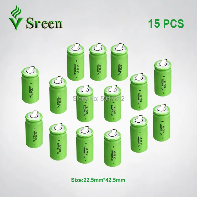 SC 2000mAh с никелевым листом DIY to Subc перезаряжаемые пакеты батарей электронный аккумулятор 1,2 V NI-CD аккумуляторная батарея - Цвет: 15 Pieces