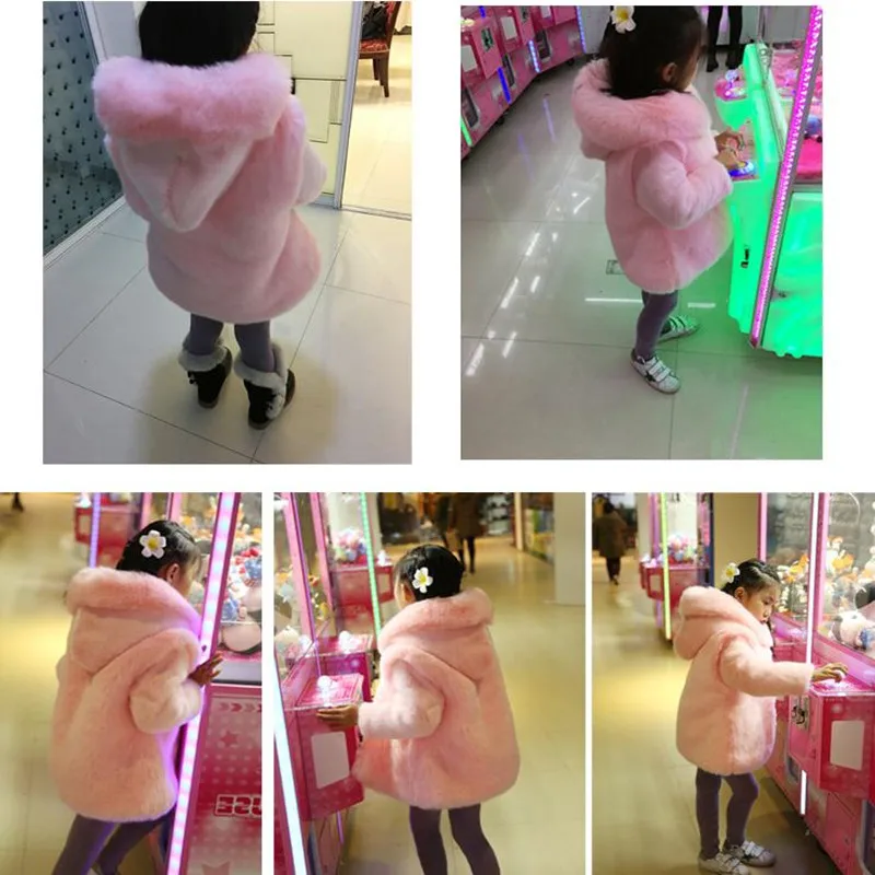 

New Winter Warm Baby Girls Coats Faux Fur Coat for Girls Soft Wedding Party Coat Kids Outwear Hooded Long Sleeve