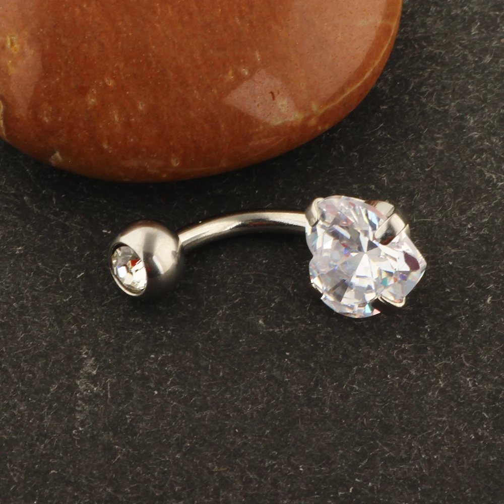 Женские кольца в пупок JUNLOWPY серебряные циркониевые форме сердца серьги для