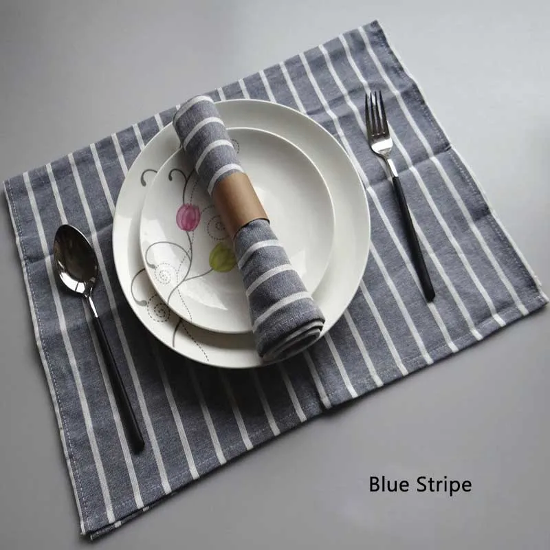 Blue stripe 5 шт./лот, сплошной цвет, простой стиль, синяя серия, окрашенная в пряже Ткань, салфетки, чайные полотенца, кухонные, для посуды, для выпечки, коврик для еды, 50x70 см - Цвет: Blue stripe