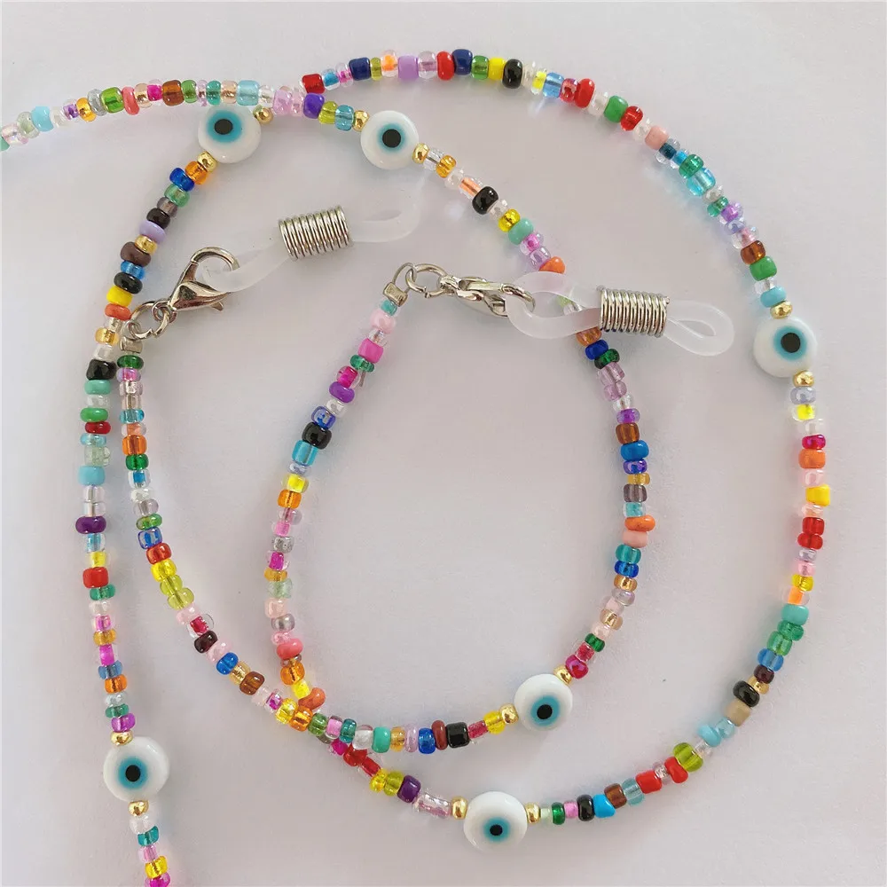 

Разноцветные акриловые бусины от сглаза цепочка для очков цепочки женские шнур для очков для чтения Держатель шейный ремешок для очков мас...