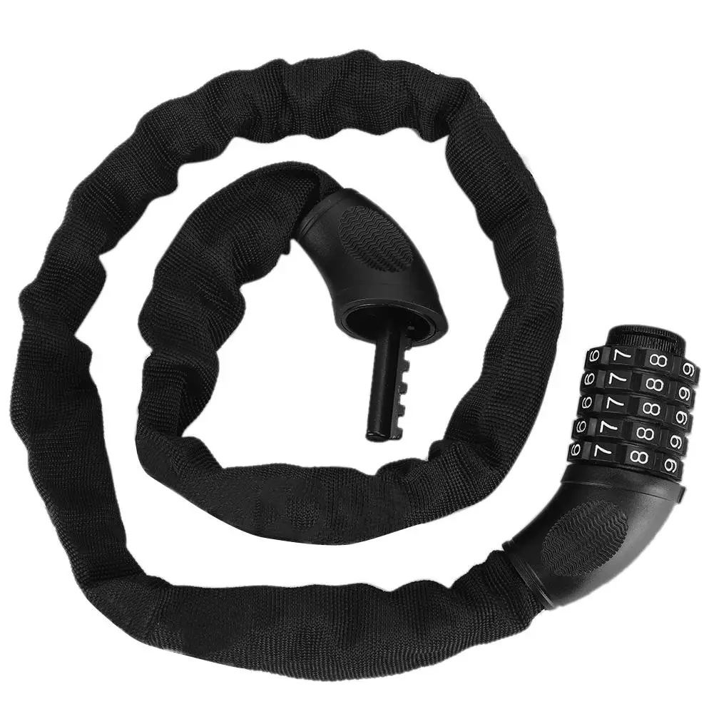 Замок велосипедный кодовый со стальной цепью умный замок с 5