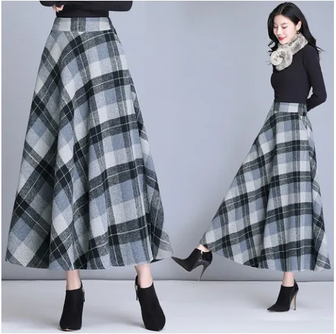 2020 осенне-зимние юбки женская элегантная винтажная клетчатая юбка Женская