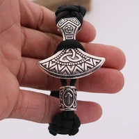 slavic perun axe kolovrat trinity viking runic bracelet paracord amulet beads hand made rope bangles gift jewelry wholesale