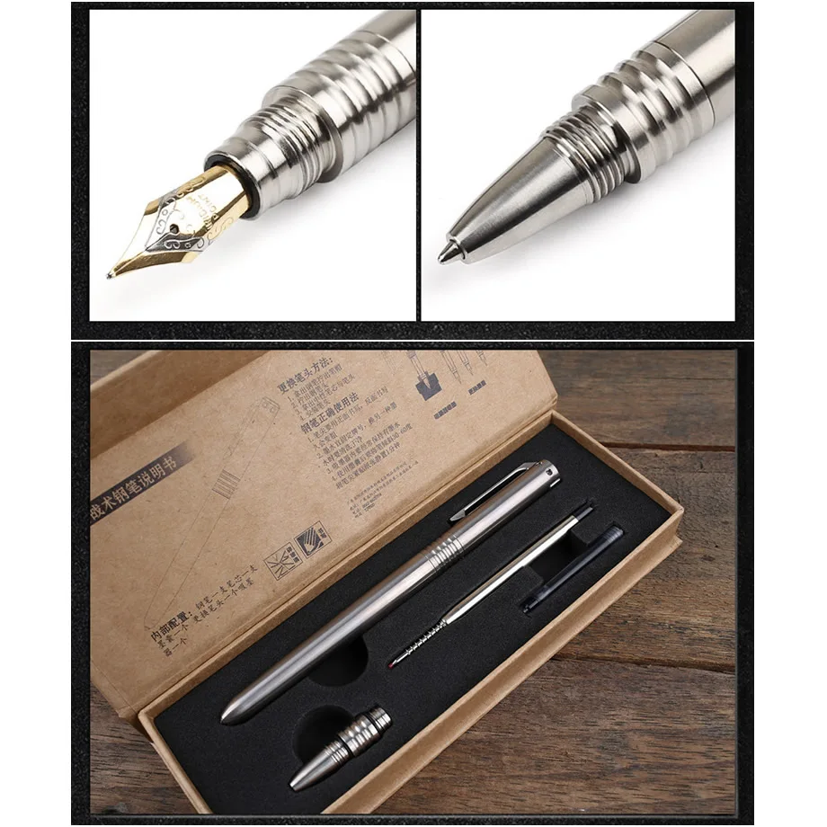 Новая титановая тактическая ручка 2 в 1 авторучка с чернилами для самозащиты