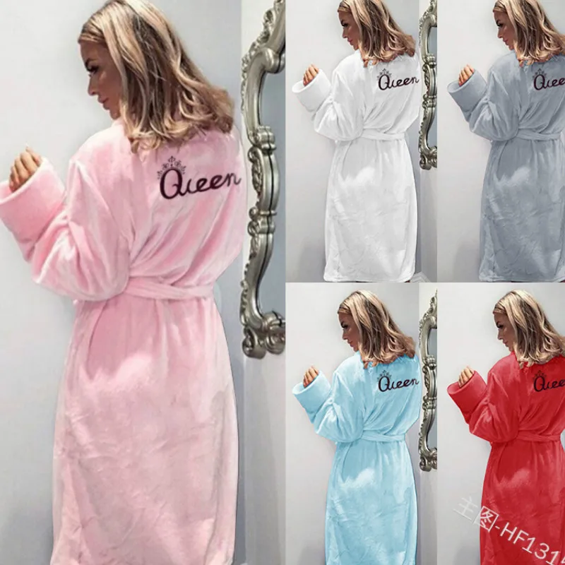 

Winter Warm Flannel Bathrobe Women Knee-Length Bath Robe Soft Thick Cute Pink Bridesmaid Robes Female Dressing Gown Sleepwear