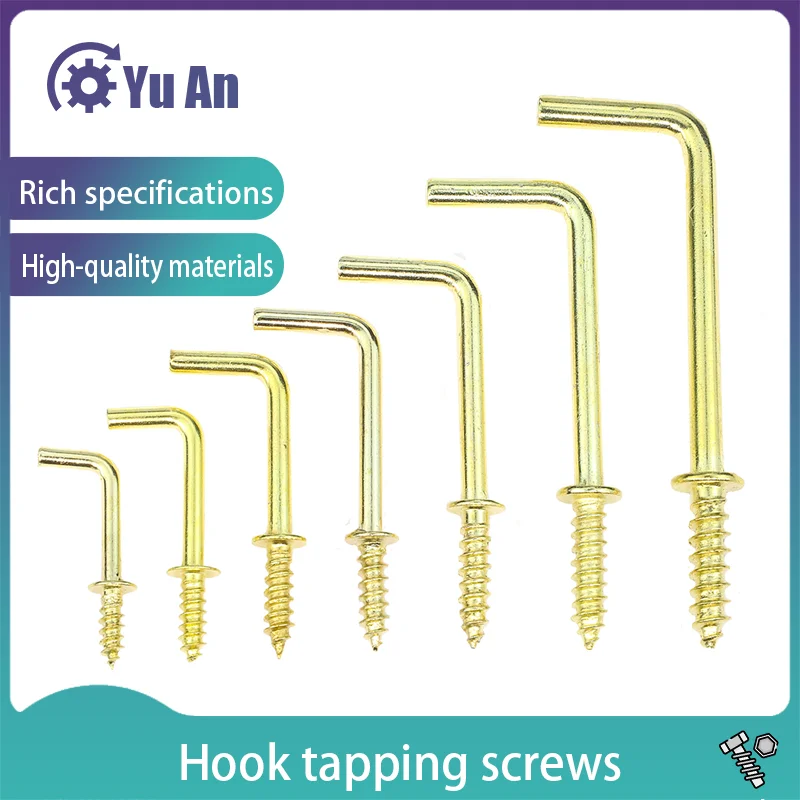 

1/2"~1-1/2" L Shape Screw Hook Copper Plated Right Angle Hook Self Tapping Screw In Hook Frame Hangers 20/30pcs