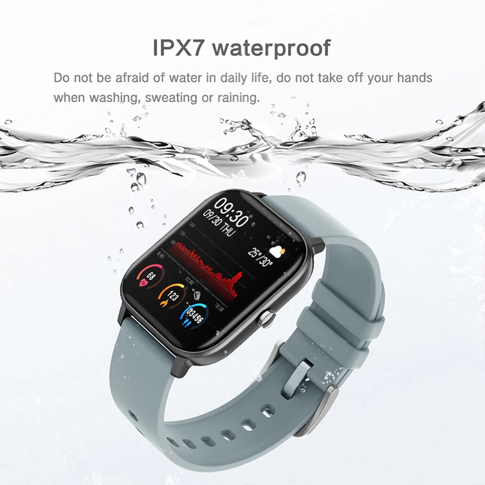Смарт-часы SQR P8 мужские IPX7 водонепроницаемые полный экран сенсорный фитнес